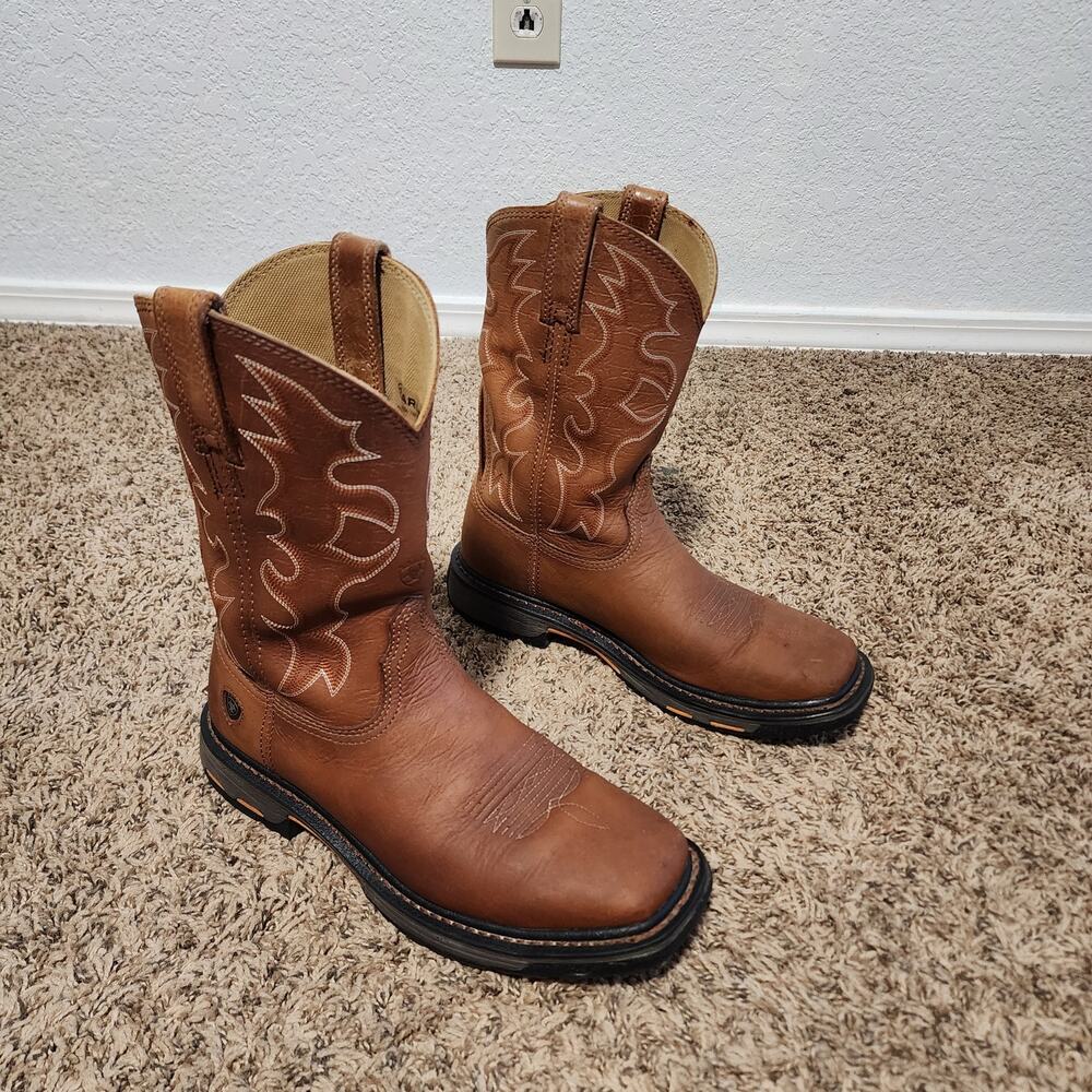 Ariat Men Western Square Toe Boots Stitched Leather Slip Resisting 8.5D